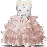 NNJXD Robe Licorne Enfant de Princesse, avec Volants Cosplay pour Le Mariage et Les Parties