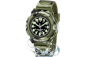 Edillas Montre Enfant Analogique Sport,Montre Étanche 30M avec Cadran Lumineux,Bracelet Souple,Idée Cadeau École,Anniversaire pour Garçons Filles 5-16 Ans