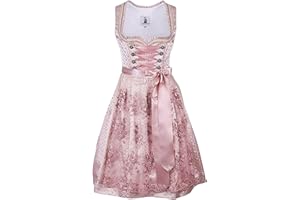 TrendiMax Trachten Damen Dirndl Midi Dirndlkleid Tachtenkleid für Oktoberfest mit Spitzenschürze 34-48