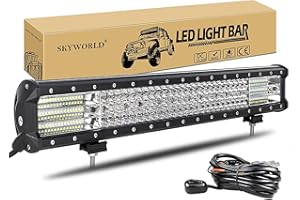 SKYWORLD Barre Led 59 cm 570W Rampe bar 4x4 avec 12v faisceau de câblage kit, Longue Portée Barre Lumineuse led pour Tracteur Voiture Camion Bateau Quad Véhicule SUV ATV