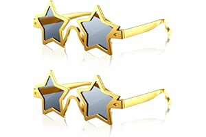 FIADA 2 Stück Stern Sonnenbrillen Pentagramm Sonnenbrillen Sternförmige Spaßbrille Lustige Brille Stern Partybrille für Kostüm Cosplay Party Erwachsene Kinder Foto Requisiten