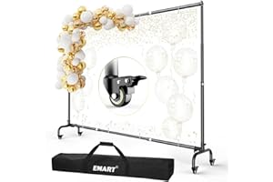 EMART 3x2,3m Supporto Fondale Fotografico con Carrucole Regolabile per Studio Fotografia, Arco di Palloncini, Compleanno, Decorazione di Feste