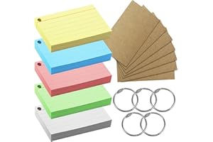 SOL 500pk A8 Flash Cards with Ring Binder – Small Blank Index Sheets, Colour-Coded Revision Tools for Students, Exam Prep, Memorisation, Quick Review, Portable Learning Resource