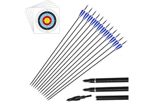 Outdoor-shooter 12 Pcs 31" Fiberglass Archery Arrows and Target Faces Set 6Pcs 60cm
