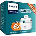 Philips Water Replacement Filter Cartridges Anticalc+, 6-Pack, Brita Compatible, UP to 50% More Water-Hardness Reduction