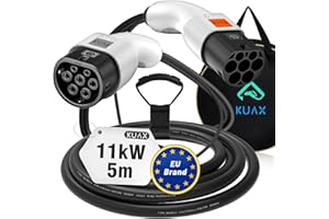 ‎KUAX KUAX Typ 2 Ladekabel 11KW 3 Phasen Ladekabel mit 16A, 5M, 11KW, IP54, IEC-62196-2 geeignet für Model S/3/X/Y | e-Golf/e-UP/ID.3 | i3/i8 (Weiß)