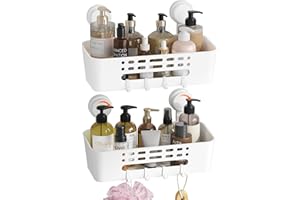 Lifewit Shower Caddy Suction Cup, 12.4 inch Removable Shower Shelves for Shower Inside, NO-Drilling Bathroom Shelf Basket, Shower Organizers and Storage Rack for Soap Shampoo Toiletries, 2 Pack