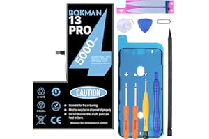 bokman Akku für iPhone 13 Pro, hohe Kapazität, 5000 mAh, mit Werkzeugtasche und Klebestreifen