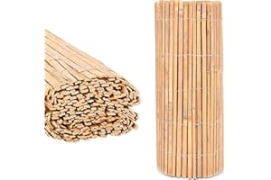 BLADO Natural Bamboo Slat Fence - Screening Slatted Roll for Garden Outdoor Wind/Sun Protection-Garden Privacy Shield-Fence Panel (H: 1.5M x L: 4M)