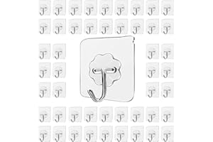 LABOTA 50 Pcs Self Adhesive Heavy Duty 10 KG/22 LB(Max) Wall Door Sticky Hooks, Stainless Hooks, for Bathroom Kitchen