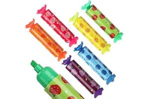 Nezyo Pack de 6 Mini Stylos Surligneurs en Forme de Bonbon pour Enfants Adultes Surligneurs Mignons à Pointe Biseautée Cadeaux de Papeterie Imprimés de Fruits pour Halloween, 6 Styles