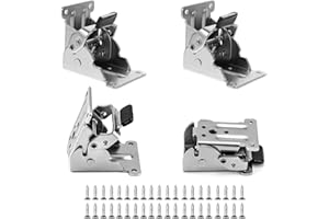 DUOCIYUAN Folding Hinge with Locking 4 Pieces Table Legs Foldable 0-90 Degree Self-Locking Folding Hinge Support Bracket Folding Console with Screws for Table Bed Cabinet Hinge (Silver)