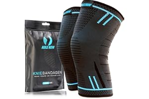 ‎AGILE NOW AGILE NOW® Kniebandage 2er Set Premium stabilisiert & schützt die Gelenke bei jeder Bewegung, Knie Bandage für Damen & Herren, rutschfeste & atmungsaktive Knee Pads, für jede Sportart