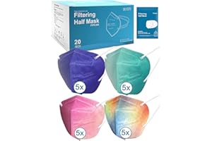 Tayogo Maschere FFP2 KF94 adulto certificazione CE 0370, maschera protettiva monouso(20 colore-5)