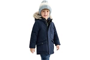 maoo garden Veste D'Hiver Doublée Sherpa Pour Petits Garçons Enfants Manteau Résistant à L'Eau à Capuche En Fourrure Gonflée
