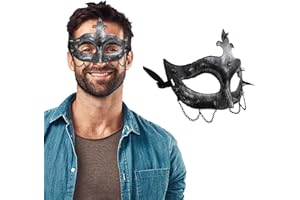 Lady of Luck Veneciana Mujer Mascarada Carnaval, Máscara de Metal Negra Veneciana Máscara de Fiesta de Baile