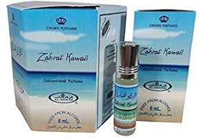AL-REHAB Business Square Pack de 6 almizcle perfume al Rehab Zahrat Hawaii 6 ml 100% aceite