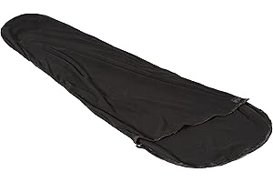 Eurohike Deluxe Fleece Mummy Sleeping Bag Liner with Drawcord Hood, Mummy Sleeping Bag Liner, Fleece Sleeping Bag Liner, Portable Travel Sheets, Travel Essentials, Camping Equipment
