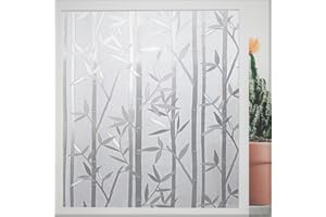 Finnez Window Film, Bamboo Privacy Film, Window Self-Adhesive Opaque Adhesive Film, 3D Decorative Film, Static Anti-UV for Bathroom, Bedroom, Kitchen, 75 x 200 cm