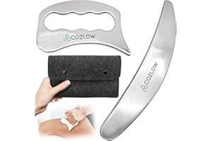 COZLOW Zestaw narzędzi do skrobaka do mięśni 2 w 1, ze stali nierdzewnej IASTM Tool do przyspieszenia regeneracji, zmniejszenia bólu mięśni i masażu tkanek miękkich