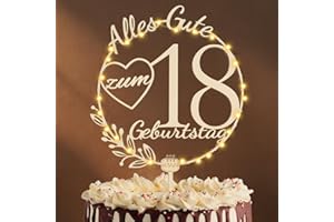 Artebeads Cake Topper 18 Geburtstag Holz,18 Tortendeko Geburtstag Kuchen Deko für Mädchen Junge Frauen Mann