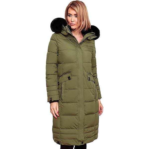 Lotusblüte Princess Damen lange Winter Steppjacke Olive-Gr.L, 139,95