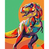 ifymei Paint by Numbers , DIY Acrylic Painting Kits for Children and Adults Beginner - Colorful Dinosaurs - 16" W x 20" L - W