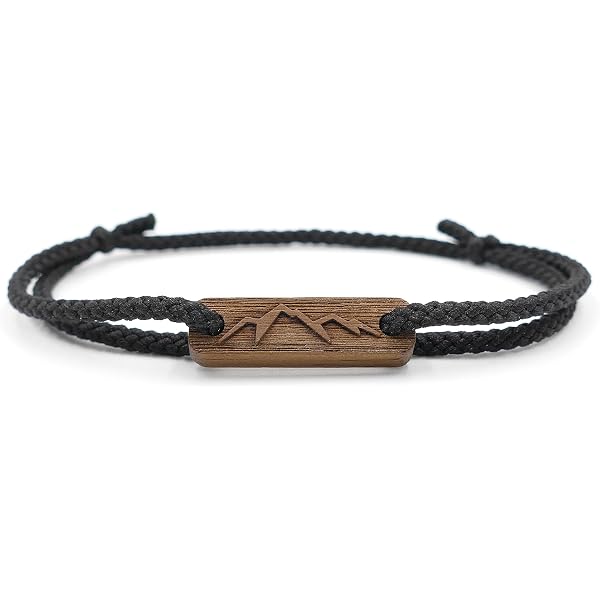 WALDHERZ Bracciale Fiore Della Vita In Legno Di Noce – Realizzato A Mano In Germania – Cinturino EcoKordel In Nylon Riciclato – Sostenibile E Vegano
