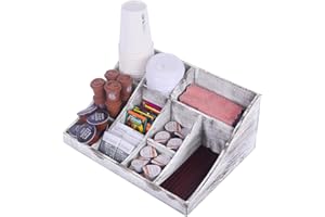 Vencer Wooden Coffee Station Organizer with 10 Compartment Condiment Holder,Farmhouse Coffee and Tea Bar Decor for Home,VTO-020
