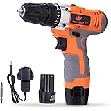 TOPWAY 12V Impact Cordless Drill Driver 10mm Keyless Chuck with 2 Lithium Ion Batteries