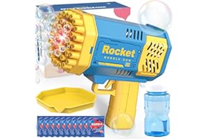 JONEG Toys for 3+ Year Old Kids Boys, Rocket Bubble Gun Machine, Gifts for 3 4 5 6 7 8 Years Old Boys Girls Birthday, Bubble Maker Outdoor Garden Party Games Toys