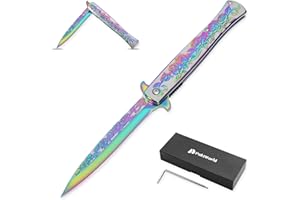 POKTWORLD Coltello Pieghevole Colorato,Acciaio inossidabile 7Cr17 di Coltello Soccorso Portatile di Sopravvivenza per Caccia,Campeggio attività all'Aperto Multiuso