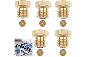 Yuiturt Lot de 5 Gicleurs Gaz Butane Universels, Gicleur Gaz de Ville, Kit de Conversion GPL pour Gazinière à Gaz, Injecteur Gaz Butane et Propane (1x0,5, 2x0,7, 1x0,87, 1x1,02)