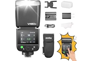 Godox V480 S TTL Kamerablitz Speedlite GN50 HSS 1/8000s 2,4 GHz X kabelloses System 2-in-1-LED-Lampe mit Touchscreen, flexibler Sprungkopf, Diffusor für Sony-Kameras