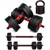 unycos - Adjustable dumbbells 10-40 kg with cement discs | Includes 2 dumbbell bars, connector to form a straight bar and scr