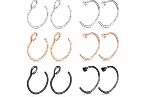 Mayhoop 12-16Pièces 20G 8mm Piercing Nez Faux Piercing Nez Acier Chirurgical avec Diamant Faux Anneau Nez Faux Piercing Nez Lèvre Helix Non Piercing Fake Piercing Nez Femme Homme