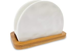 BuyStar Porta Tovaglioli Dispenser Salviette Verticale da Tavola in Ceramica e Legno per Cucina Bar Pizzeria