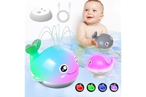 Kid Odyssey Baby Bath Toys, Rechargeable Light Up Spraying Whale Bath Toy, Toddler Bathtub Sprinkler Toy, Night Light Toy, IPX7 Waterproof Baby Pool Toys for Boys Girls