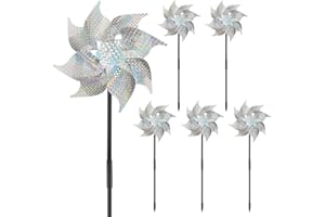 badaren 6 Piezas Molino de Viento Repelente de Aves, Molinillo de Viento Jardin, Repelentes de Molino de Viento, Espantapajaros, Repelentes de Pájaros para Proteger Jardin/Huerto/Patio/Granja