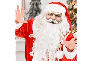 TEWWCEO Máscara Papá Noel Navidad, Peluca y Barba Navidad Papá Noel Santa Claus Encapuchado, Disfraz de Papá Noel, Rojo Sombrero de Decoración, Fiesta, Christmas, Costume, Cosplay