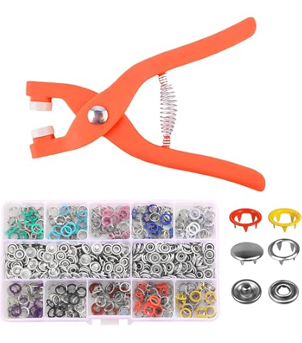 Set Bottoni a Pressione Con Pinza, Metallo, Senza Cuciture