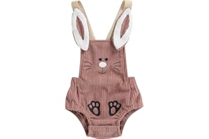 L&ieserram Baby Mädchen Ostern Outfits Baby Kleidung Niedlich Hasen Stil Babykleidung Strampler Body mit Hasen Druck Stirnband Set Bodysuit Jumpsuit Mein erster Ostern Baby Geschenk