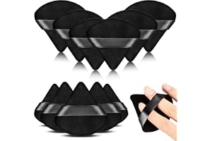 Maitys 12-Piece Triangle Makeup Puff Set - Soft, Reusable Foundation Sponge for Loose Powder, Wet/Dry Use (Black, Small)