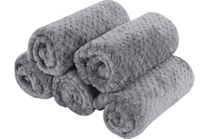 PET SPPTIES 5 Pcs Small Flannel Kitten Blankets Fleece, Soft and Warm Fuzzy Pet Throw for Dogs & Cats PS087 (76X52 CM, Grey)