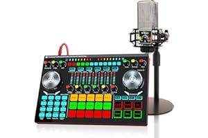 TENLAMP Live-Soundkarten-Set mit Mikrofon und Audio-Interface mit DJ-Mixer mit Voice Changer Podcast-Studio-Ausrüstung für Telefon, PC, Aufnahme, YouTube, TikTok, Live-Streaming (G5Pro-PK)