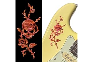 INLAYSTICKERS Inlay Sticker für Gitarren & Bass - Rose & Skull - Abalone Rot