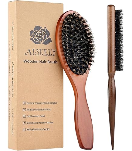 Spazzola Con Setole Di Cinghiale, AISEELY 2 Pezzi Spazzola Cinghiale - Foto 4