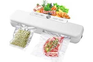 HIYAA Vacuum Sealer Machine Food Vacuum Sealers for Sous Vide Cooking, 4-in-1 Easy Options, Food Preservation with Vacuum Bags-White