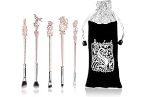 DEREINE Kit de Pinceaux de Maquillage, 5PCS H-Potter Pinceaux à Maquillage, Harry Potter Maquillage, Manche en Métal pour Pinceaux de Maquillage, Cadeaux de Femmes et de Filles (B)