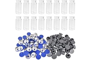 Hnonoxy 50 Stück 10 ml Probenfläschchen, Leere Glasflasche mit Butylkautschuk-Stopper und Klappverschluss, Transparente Glasfläschchen mit Selbstheilender Injektionsöffnung